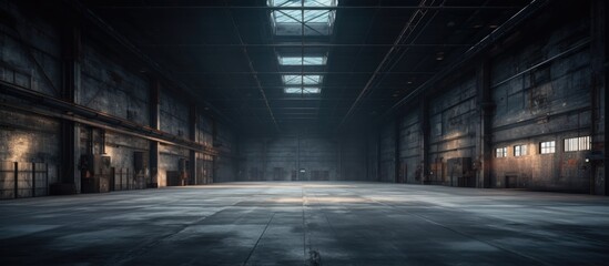 Empty view of small factory warehouse - obrazy, fototapety, plakaty