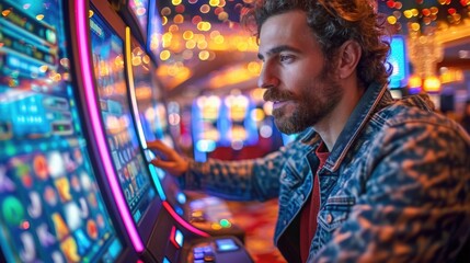 man playing slot machine