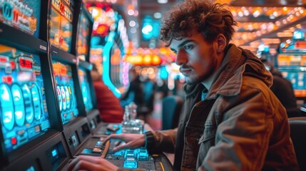 person playing in casino