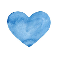 Hand painted blue heart isolated on a white background.