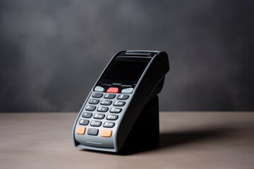 A credit card reader on a black surface