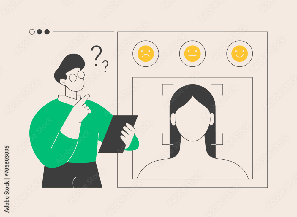 Poster emotion detection abstract concept vector illustration.