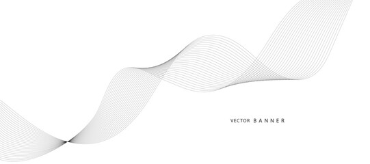 Modern Vector Background with Black Wavy Lines