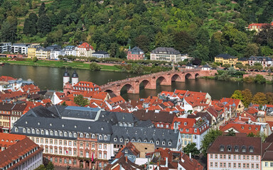 Heidelberg, Germany. Karl Theodor Bridge, commonly known as Old Bridge, across the Neckar river. The current bridge was constructed in 1788 by Elector Charles Theodore. - 706603695
