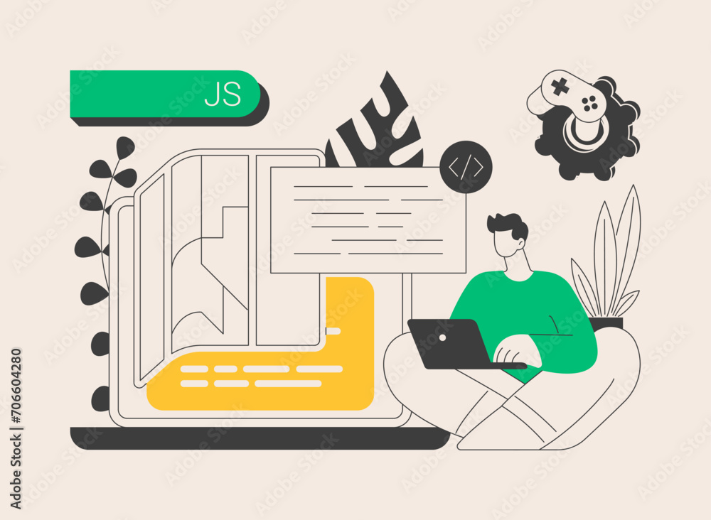 Aufkleber javascript abstract concept vector illustration.