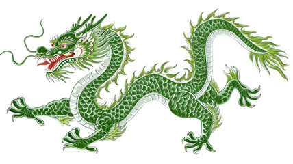 Fototapeta premium Illustration of a green dragon with a detailed scale pattern