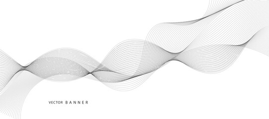 Modern Vector Background with Black Wavy Lines