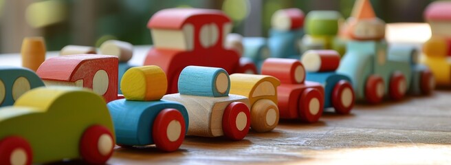 Colorful Wooden Toy Train and Blocks Set, Children's Educational Toys for Learning Shapes and Colors