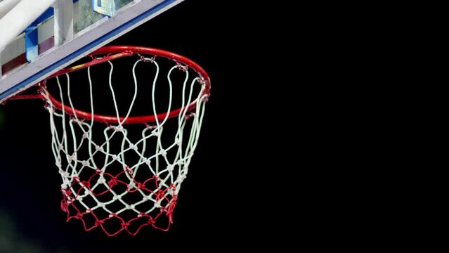 Basketball ball in the hoop, goal success concept
