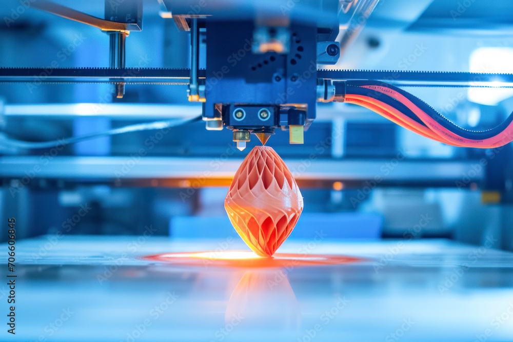 Poster 3d printer at work, a captivating image capturing a 3d printer in action.