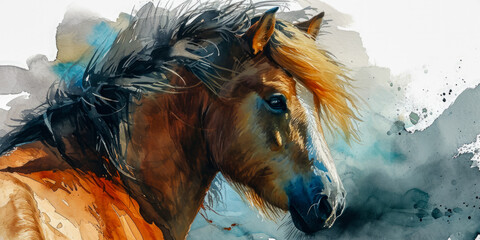 Iceland Horse Kunst Bild Malerei Wasserfarbe