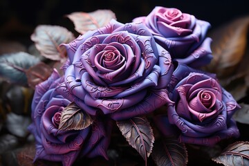 A picture of Purple roses on purple background Generative AI