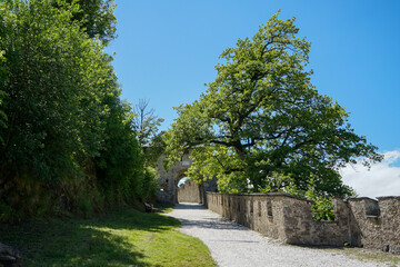 Idyllic pathway in famous and iconic Castle Hochosterwitz in Carinthia, Austria