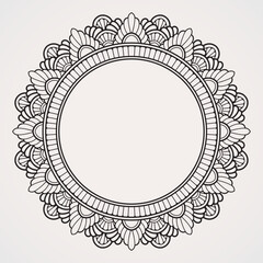 mandala border with simple ornaments. suitable for henna, tattoos, photos, coloring books. islam, hindu, Buddha, india, pakistan, chinese, arab