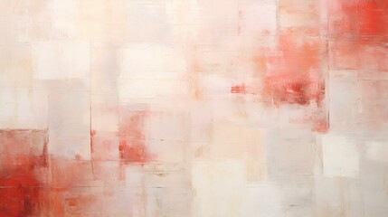 Abstract Oil Painting with overlapping Squares in white and light red Colors. Artistic Background...