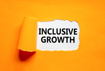 Inclusive growth symbol. Concept words Inclusive growth on beautiful white paper. Beautiful orange paper background. Business inclusive growth concept. Copy space.