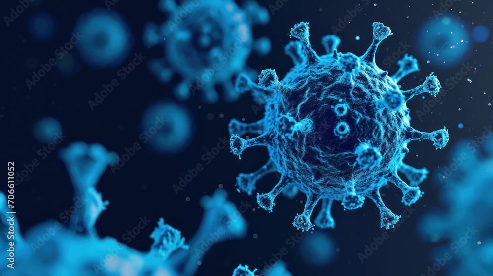 Poster close-up view of a corona virus particle