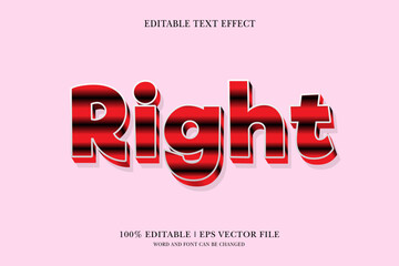 Right editable 3d text effect for vector illustration 