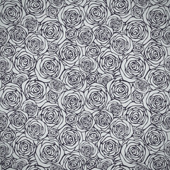 Hand drawn seamless pattern with decorative doodle flowers, repeat pattern with flowers and leaves