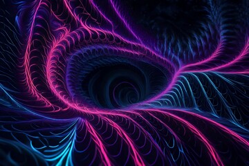 Abstract neon fractal wallpaper with space - Generative Ai 