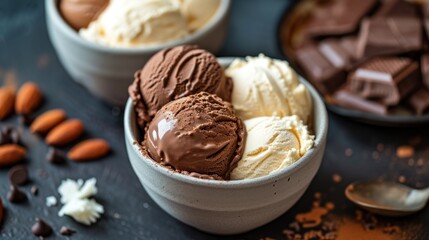 Bowl of Ice Cream With Chocolate Topping in a Couples Hands