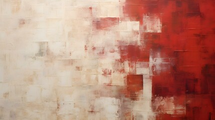 Abstract Oil Painting with overlapping Squares in white and ruby Colors. Artistic Background with...