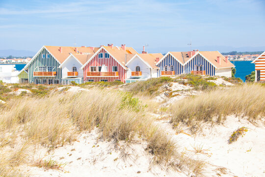 Costa Nova at Aveiro   on the atlantico coast of Portugal