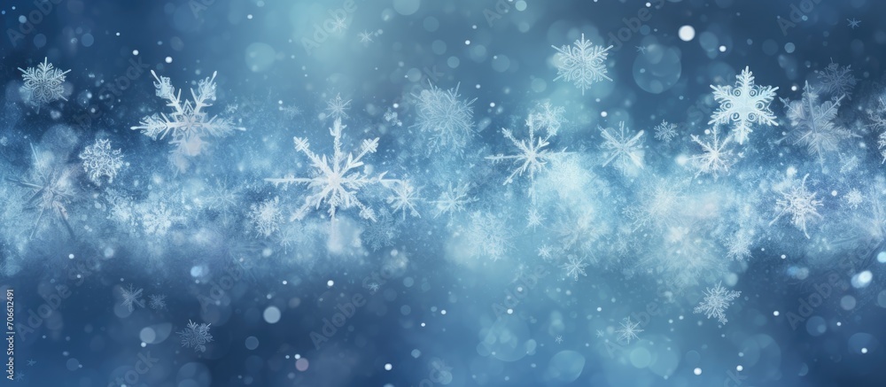 Aufkleber snowflakes on blurry background design with a texture resembling snowfall.