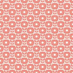 Hand drawn seamless pattern with decorative doodle flowers, repeat pattern with flowers and leaves