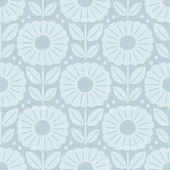 Fototapeta premium Hand drawn seamless pattern with decorative doodle flowers, repeat pattern with flowers and leaves