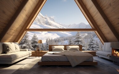 Cozy Bedroom With Bed and Fireplace