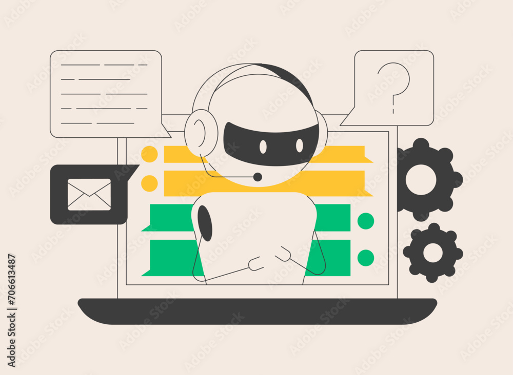 Poster chatbot artificial intelligence abstract concept vector illustration.