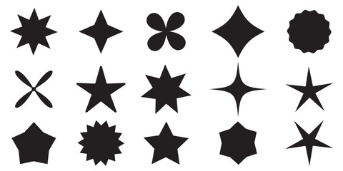 Sparkle burst sticker vector set. Stars collection. Star blank label, Star icons. Starburst flower sale badge.  stickers emblem. Shine symbol illustration. Sun ray frames, quality signs