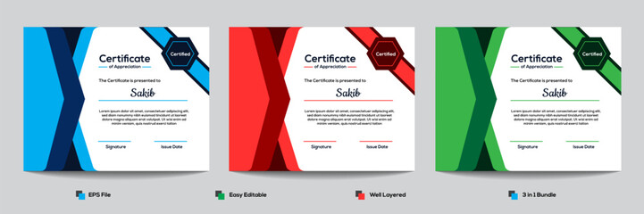 Certificate Design Template 3 in 1 Bundle	
