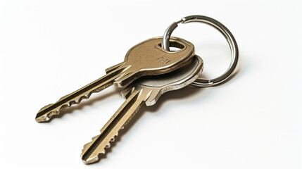 keys with keychain isolated on white background