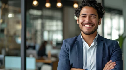 Fotobehang Colombia Businessman smile standing in the office © EmmaStock