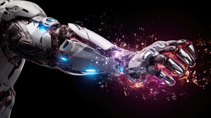 Captivating robotic fist in powerful bump with human showing expertise