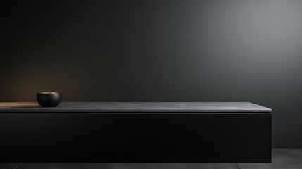Matte black podium with sleek lines ideal for kitchen displays