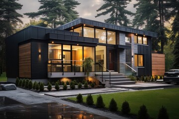 Fototapeta na wymiar Spacious Modern House With Abundant Windows for Natural Light and Panoramic Views