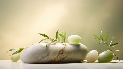 Ethereal alabaster display sage green for serene wellness showcase