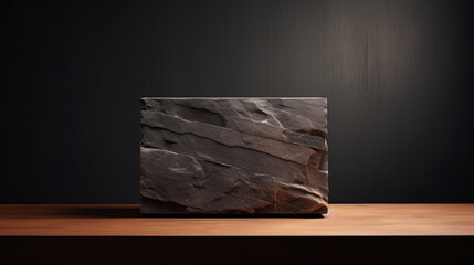 Earthy slate podium tactile surface for natural product display - obrazy, fototapety, plakaty