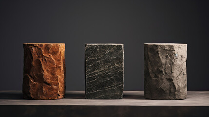 Rugged slate stone podium ideal for earthy skincare showcase - obrazy, fototapety, plakaty