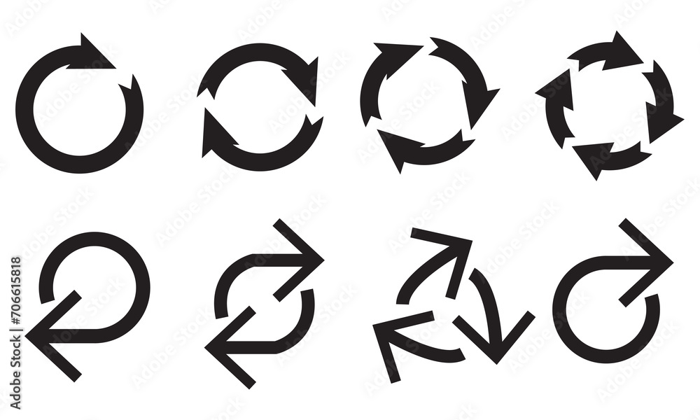 Poster recycling flat vector icons set. arrows flat vector icons set, abstract arrow vector icons. arrow di