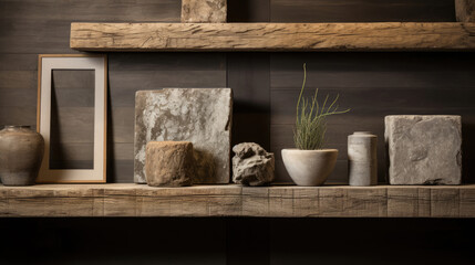 Fototapeta na wymiar Reclaimed wood display weathered texture for rustic products