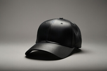 Obraz premium Black cap on table against white background, Ideal for a mockup