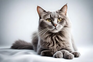 Beautiful grey cat isolated on a white   