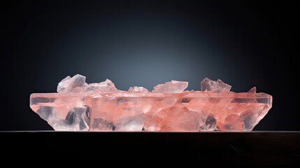 Icy platform with angular edges coral for serene wellness display