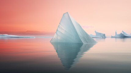 Floating iceberg with soft lighting serene for natural wellness product display - obrazy, fototapety, plakaty