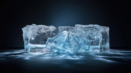Transparent glacier ice podium ideal for high-end glassware and beverages