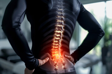 Lower back pain create with AI Generative - obrazy, fototapety, plakaty